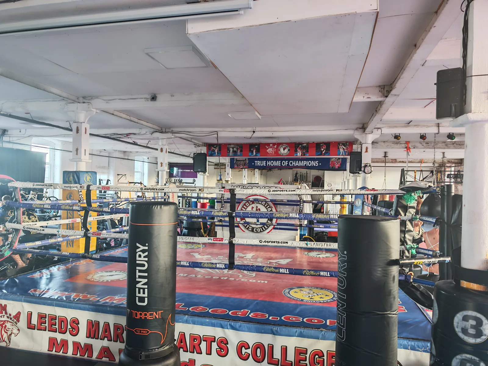 Boxing ring inside Leeds Martial Arts College